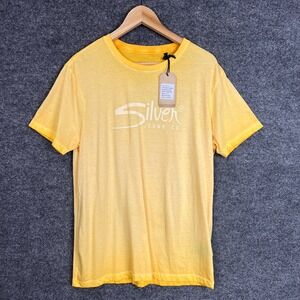 New Silver Jeans Co. Mens‎ T Shirt Yellow Short Sleeve Crew Neck Graphic Tee M